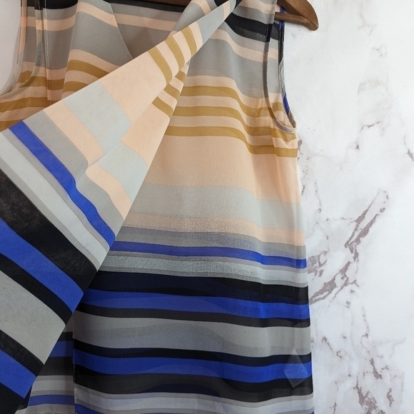 CAbi Tank Blouse Striped Pink Blue Layered 3275 V-Neck Summer - Picture 10 of 10